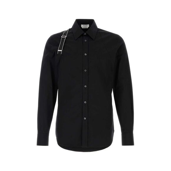 Alexander Mcqueen Men Black Stretch Poplin Shirt
